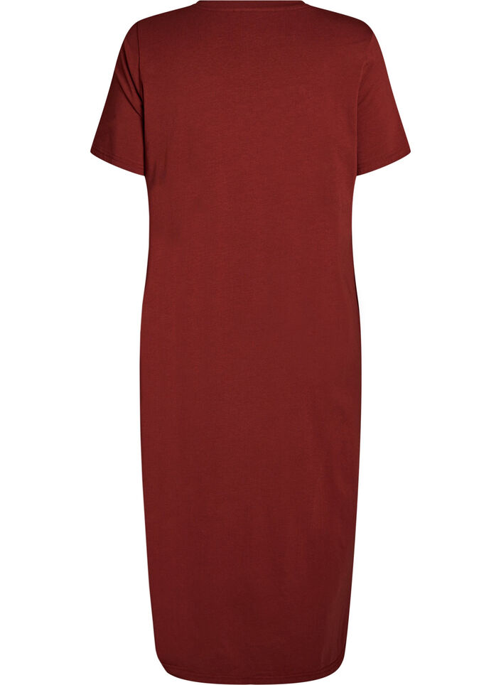 Midilang t-shirtkjole med V-hals, R&oslash;d, Packshot image number 1