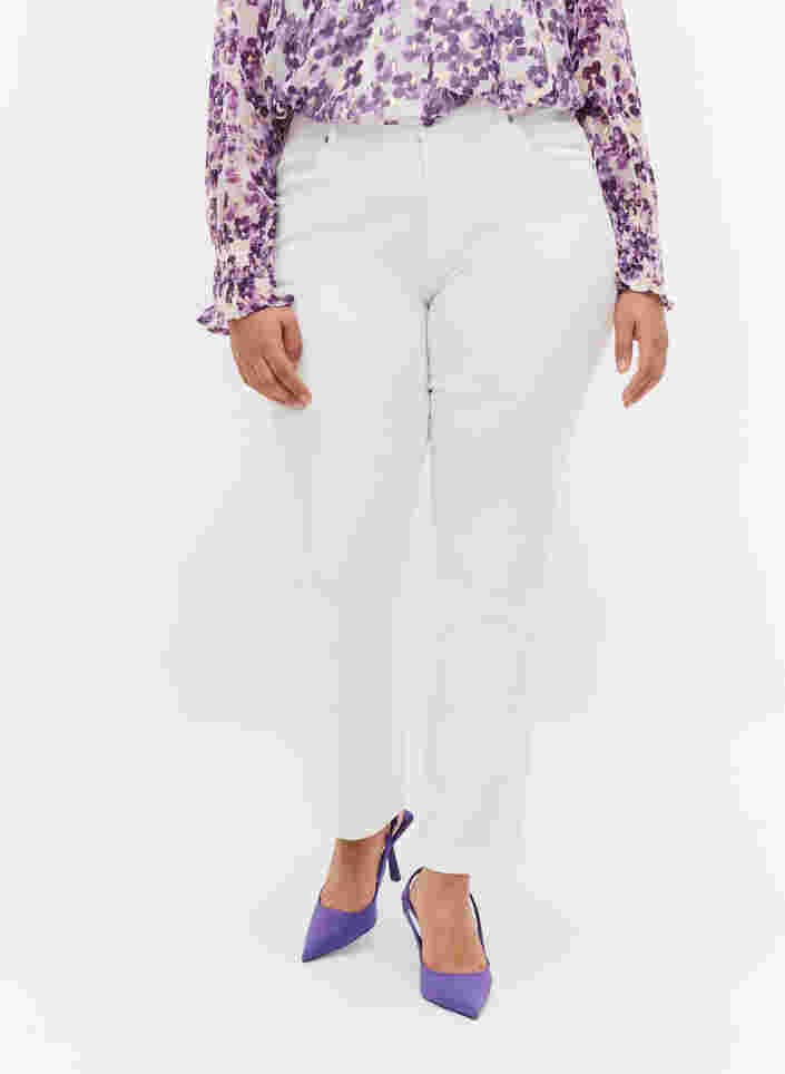 Slim fit Emily jeans med normal talje, Br. White, Model image number 3