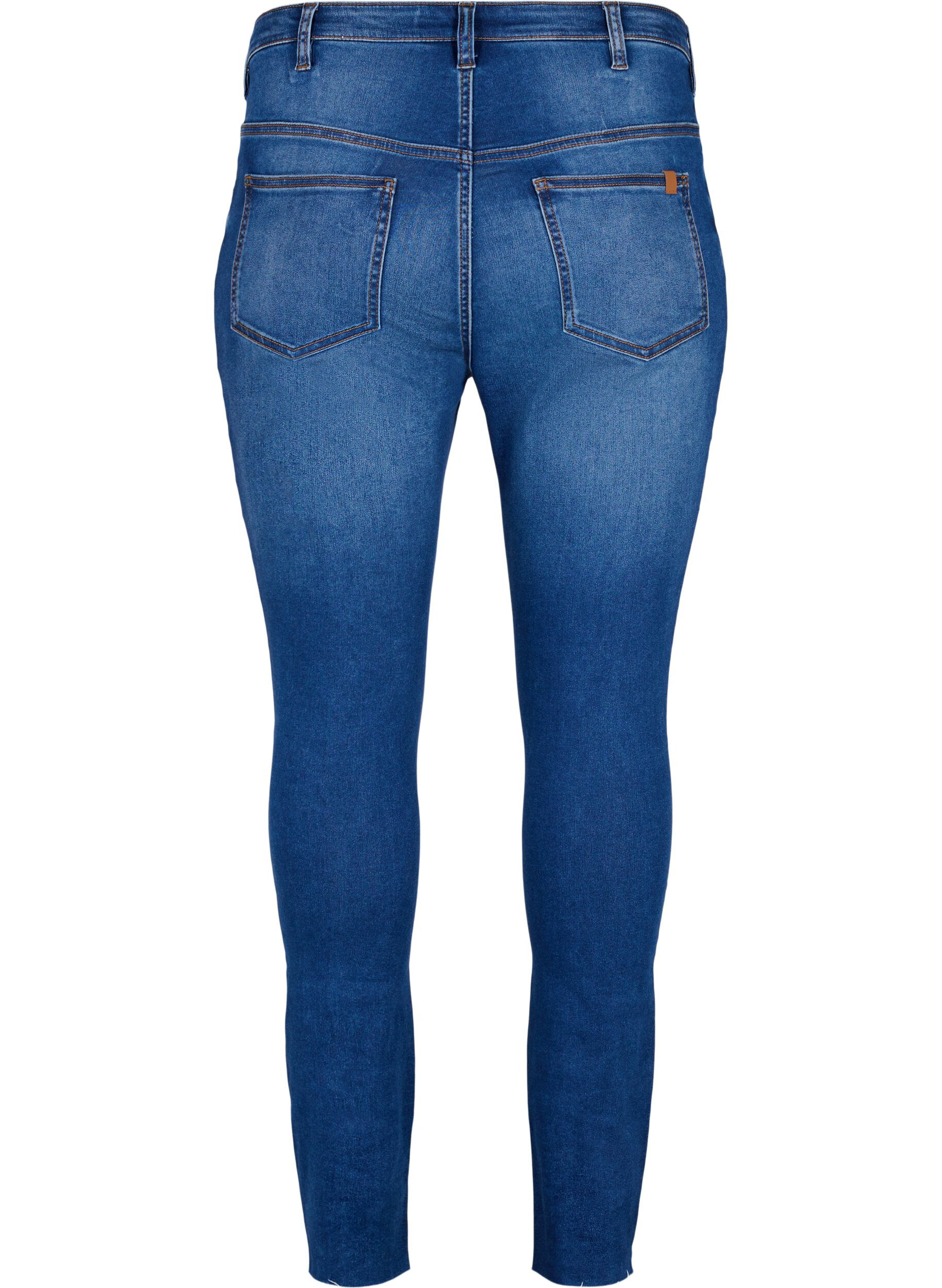 Zizzi H&oslash;jtaljede Amy jeans med knapper, Blue denim, Packshot image number 1