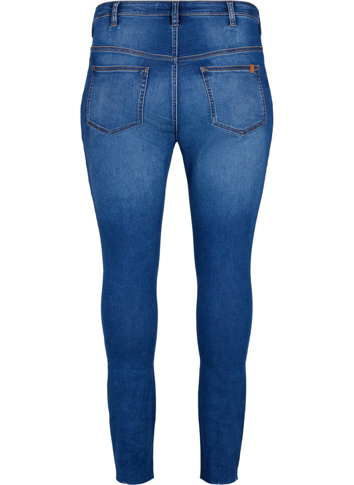 H&oslash;jtaljede Amy jeans med knapper, Blue denim, Packshot image number 1