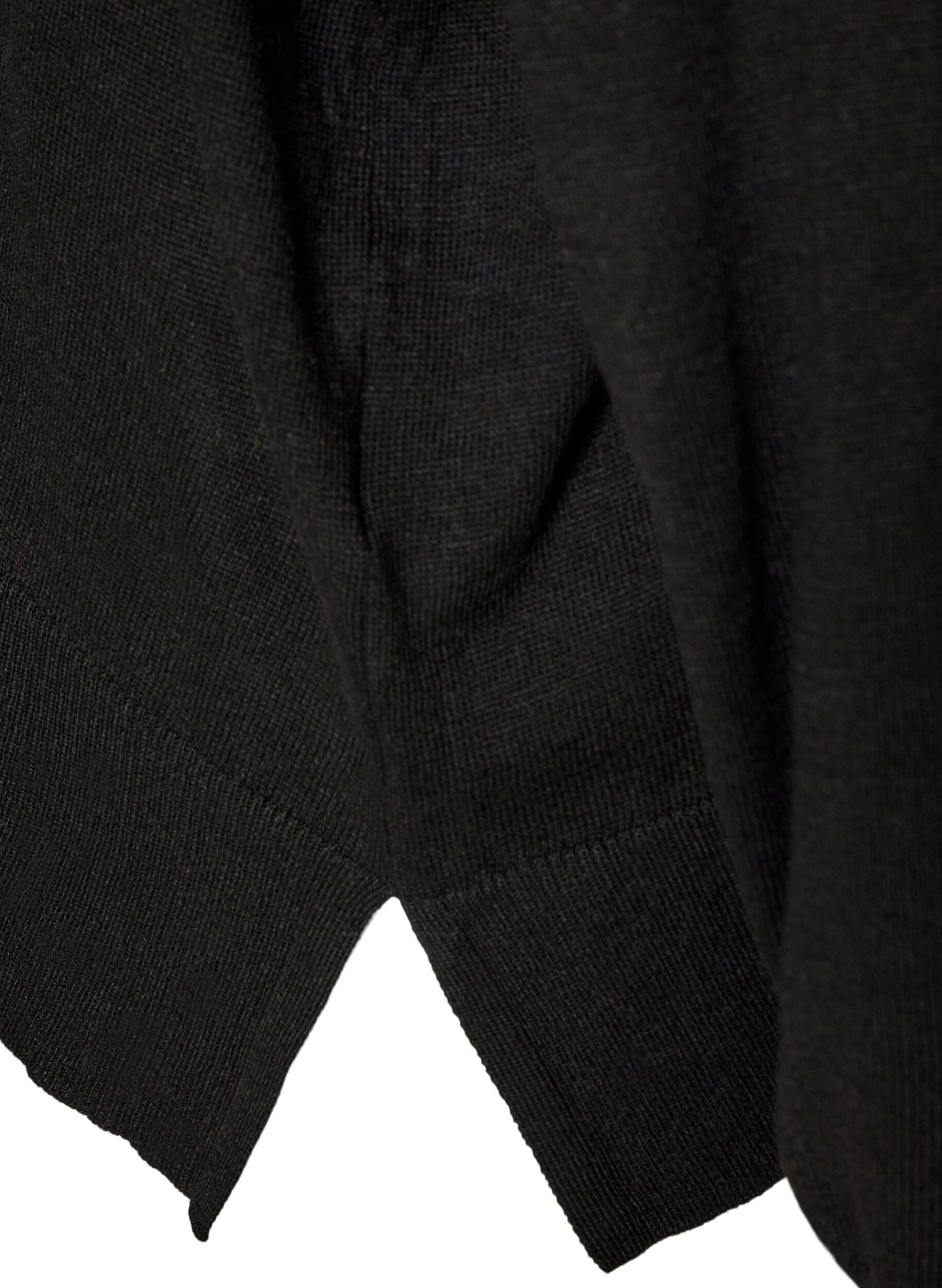 ZizziStrikbluse med rullekrave og l&oslash;s pasform, Sort, Packshot image number 3