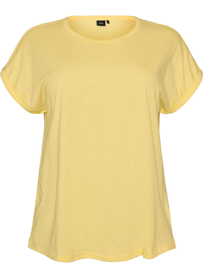 Kort&aelig;rmet T-shirt i bomuldsblanding, Gul, Packshot image number 0