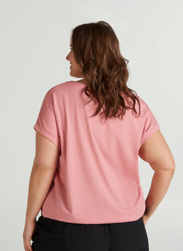 T-shirt i bomuldsmix, Brandied Apricot Mel, Model image number 1
