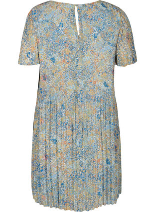 Plissé kjole med blomsterprint, Light Blue Multi AOP, Packshot image number 1
