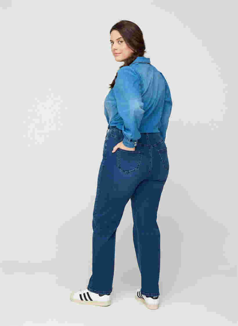Megan jeans med ekstra høj talje, Blue denim, Model image number 1
