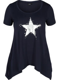 Kortærmet bomulds t-shirt med a-form, Night Sky STAR