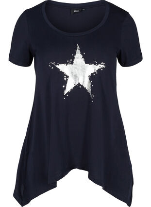 Kortærmet bomulds t-shirt med a-form, Night Sky STAR, Packshot image number 0
