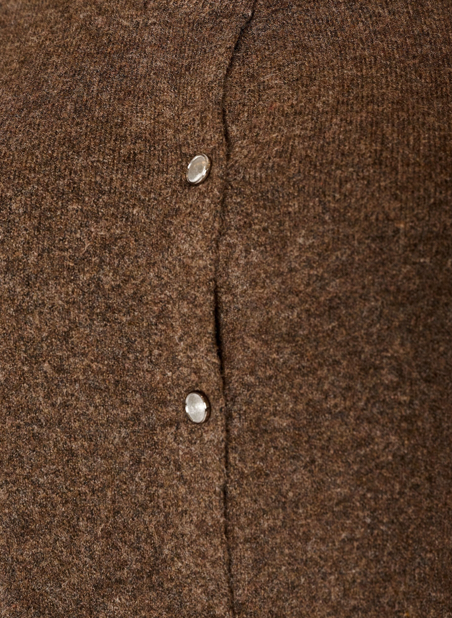 ZizziStrik cardigan med korte &aelig;rmer, Brun, Packshot image number 2