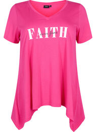 Bomulds t-shirt med korte ærmer, Shocking Pink FAITH