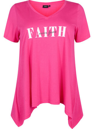 Bomulds t-shirt med korte ærmer, Shocking Pink FAITH, Packshot image number 0