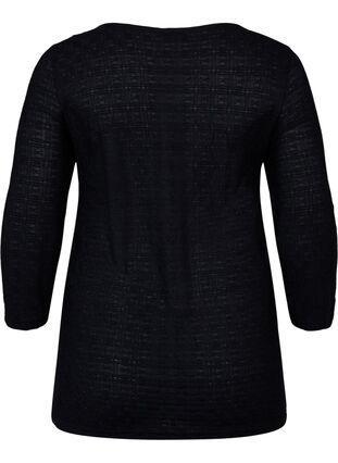 Tætsiddende bluse med rynkedetalje, Black, Packshot image number 1