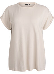T-shirt i viskose med glimmerstriber, Vanilla