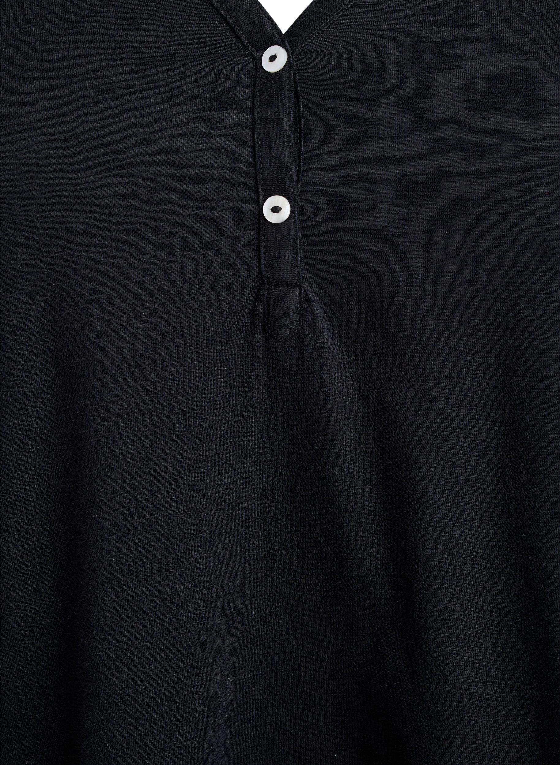 ZizziT-shirt med knapdetalje, Sort, Packshot image number 2