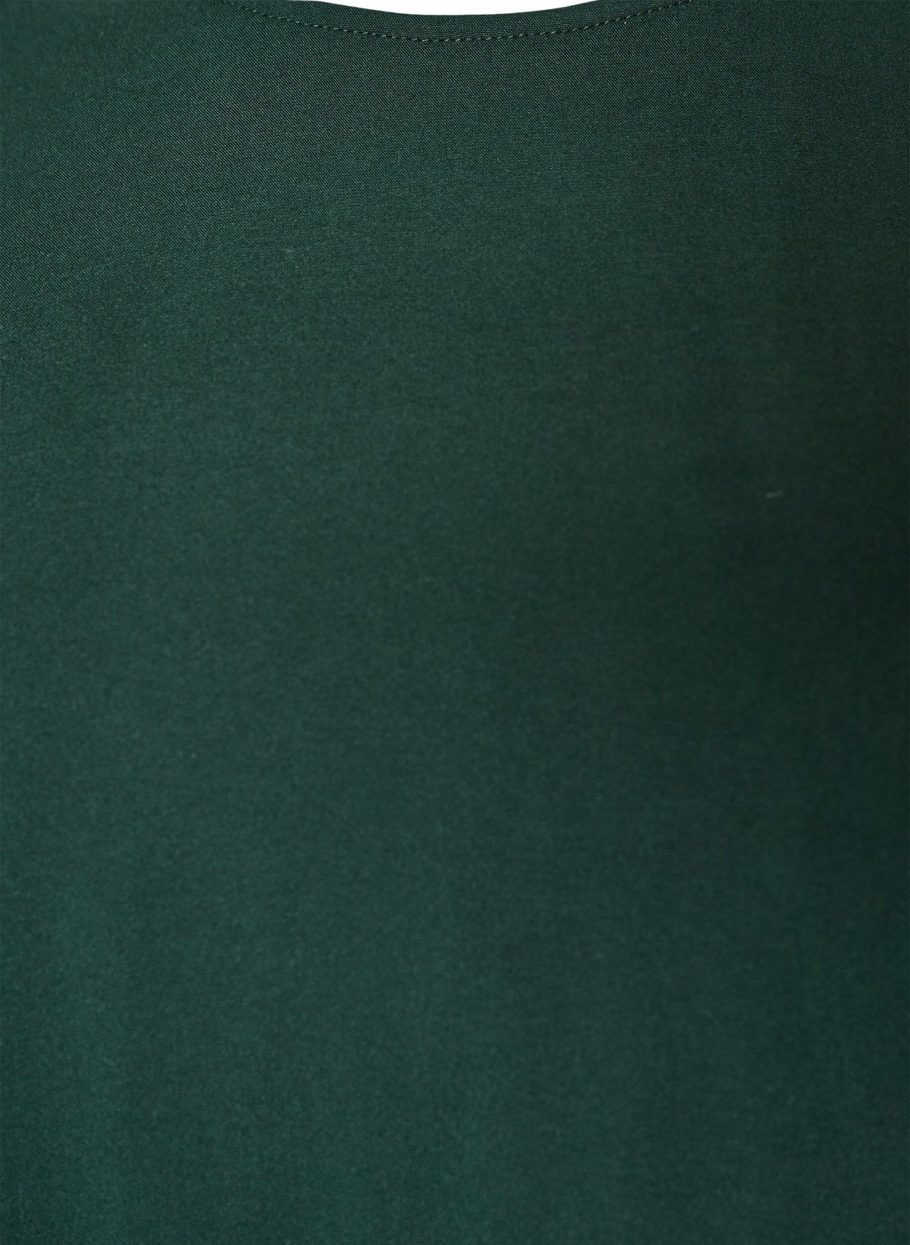 ZizziKort&aelig;rmet v&aelig;vet bluse med rund hals, Gr&oslash;n, Packshot image number 2