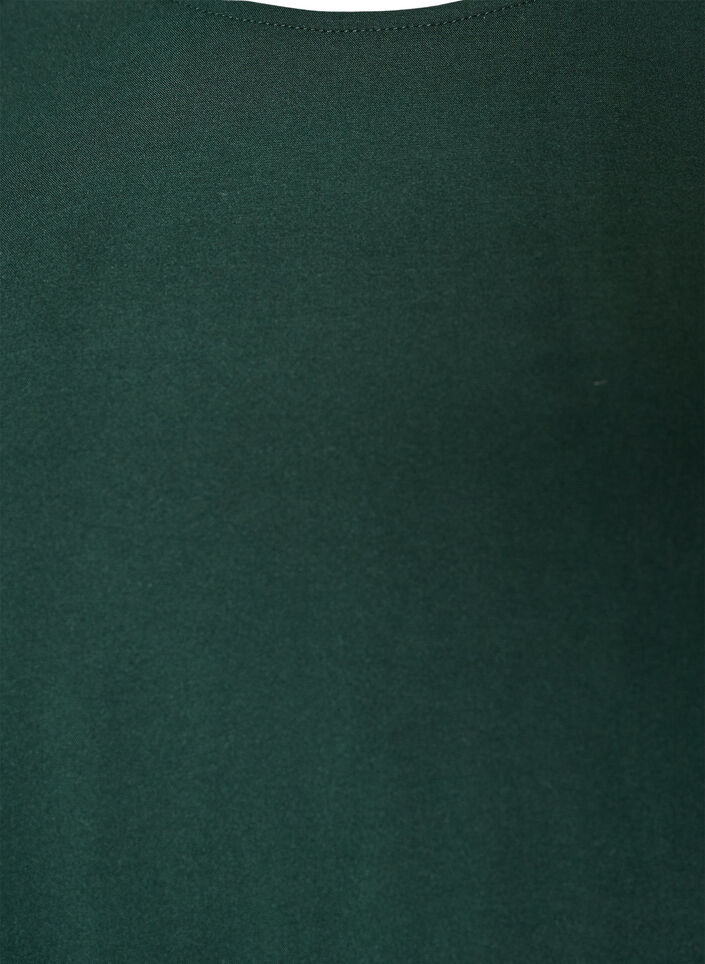 Kort&aelig;rmet v&aelig;vet bluse med rund hals, Gr&oslash;n, Packshot image number 2