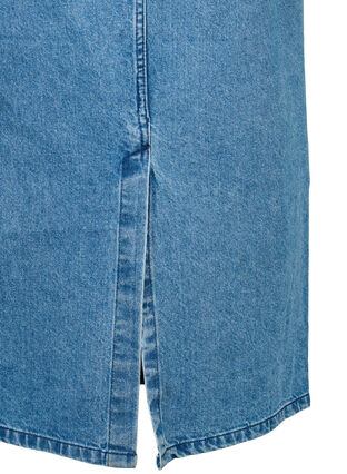 Midilang denim nederdel med slids bagpå, Denim Blue, Packshot image number 3