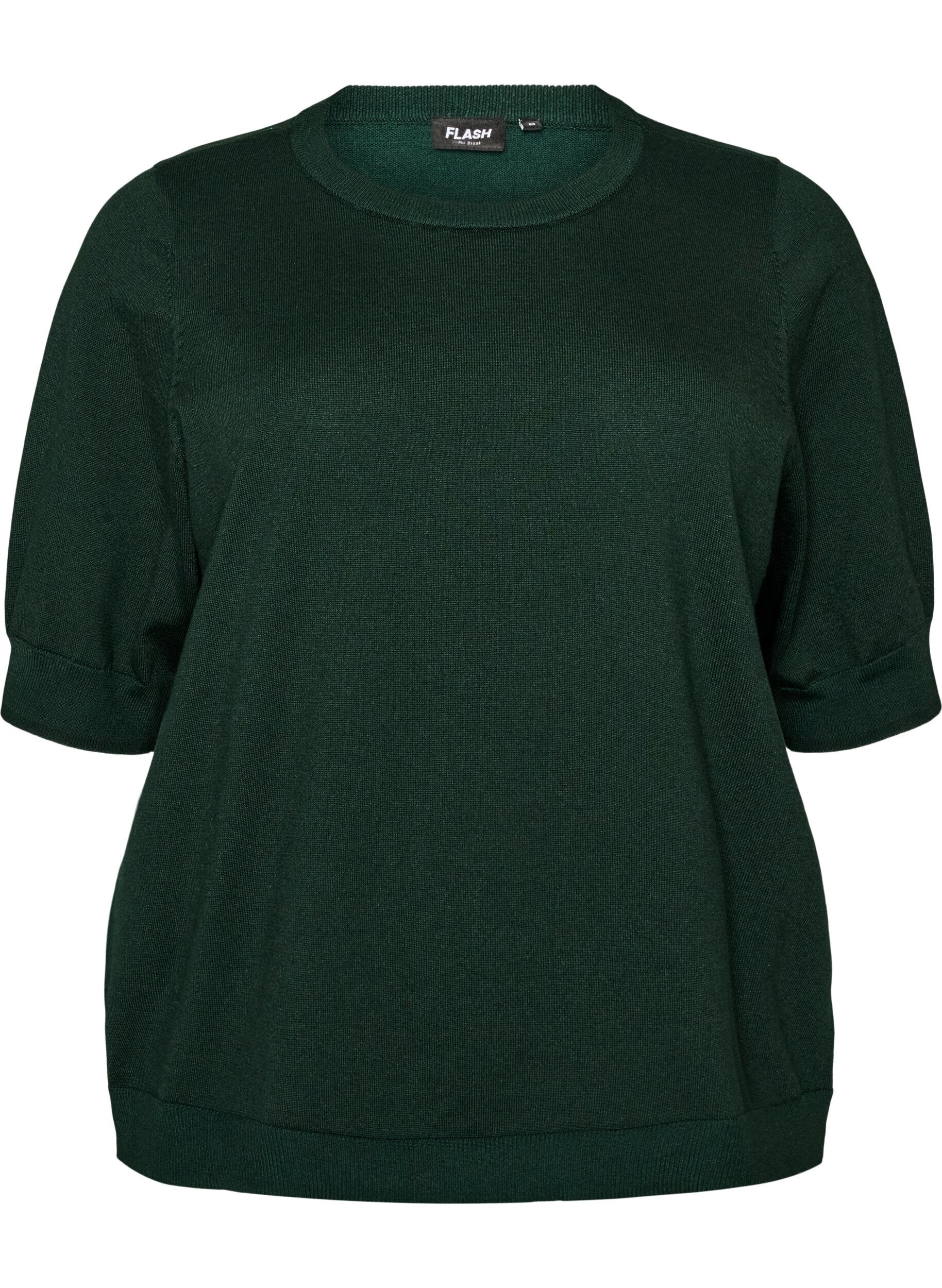 FLASH - Finstrikket bluse med korte &aelig;rmer