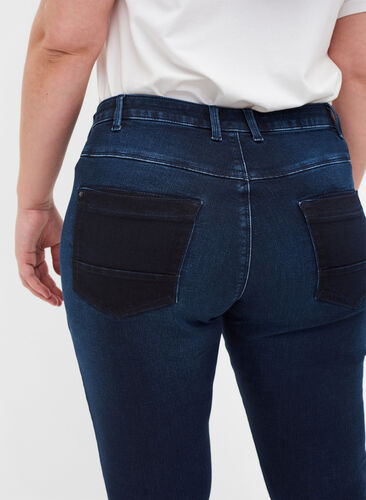 Super slim Amy jeans med høj talje, Dark blue, Model image number 3
