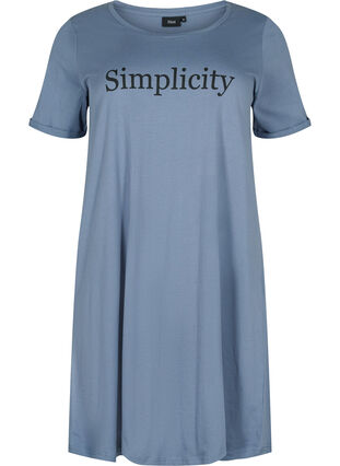 Kortærmet bomulds natkjole med tryk , Grey W. Simplicity, Packshot image number 0