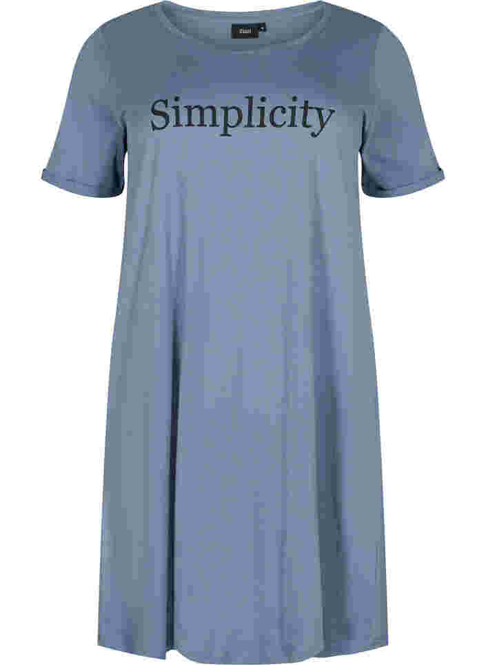 Kortærmet bomulds natkjole med tryk , Grey W. Simplicity, Packshot image number 0
