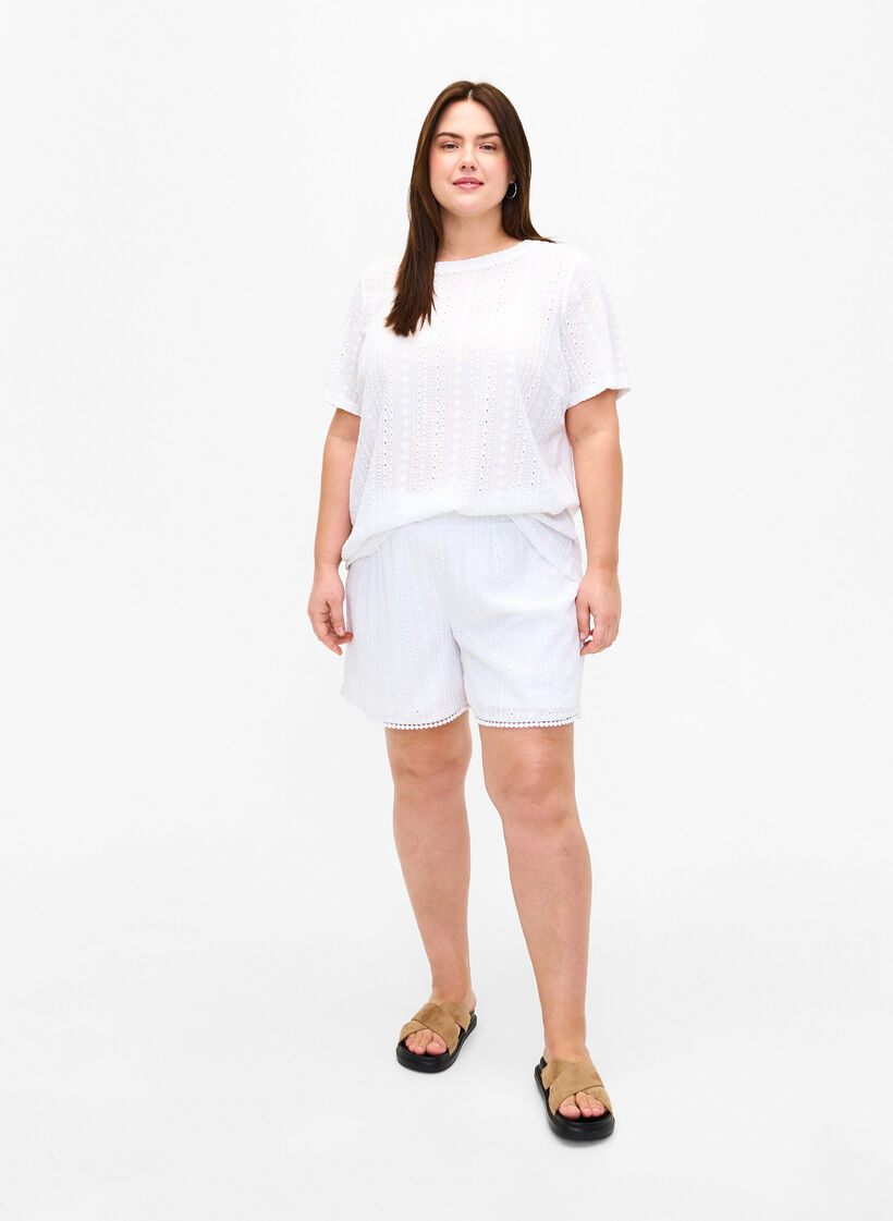 Shorts med strukturmønster, Bright White, Model image number 3