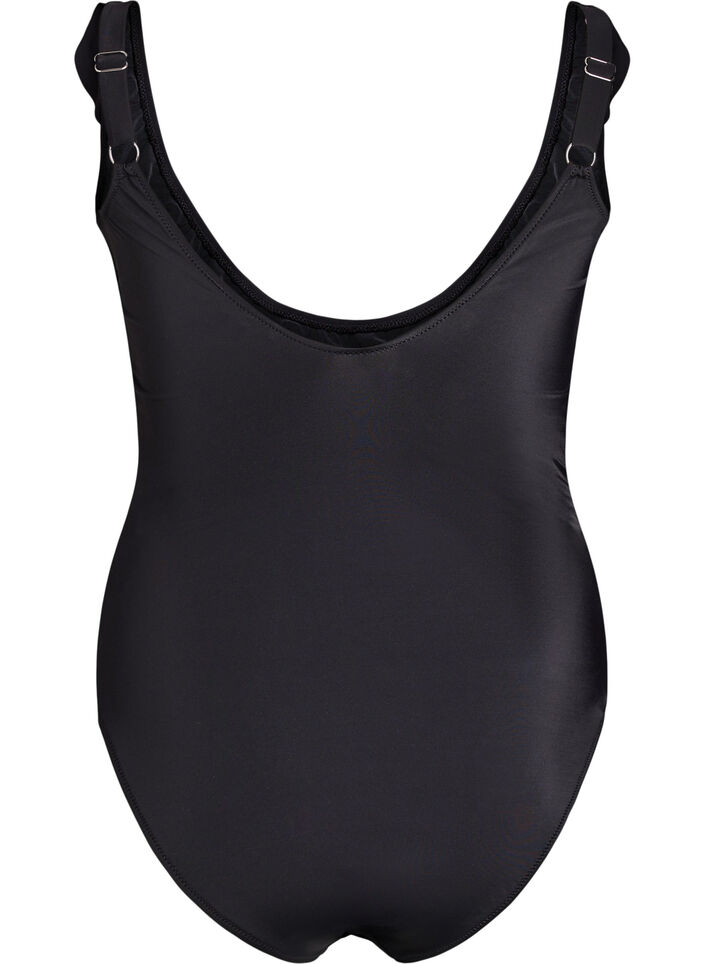 Badedragt med fl&aelig;ser og udtagelige indl&aelig;g, Sort, Packshot image number 1