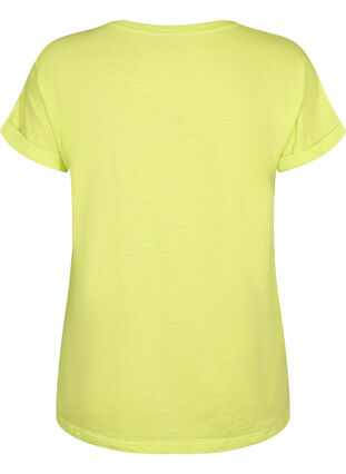 T-shirt i økologisk bomuld med tryk, Wild Lime w. Navy, Packshot image number 1