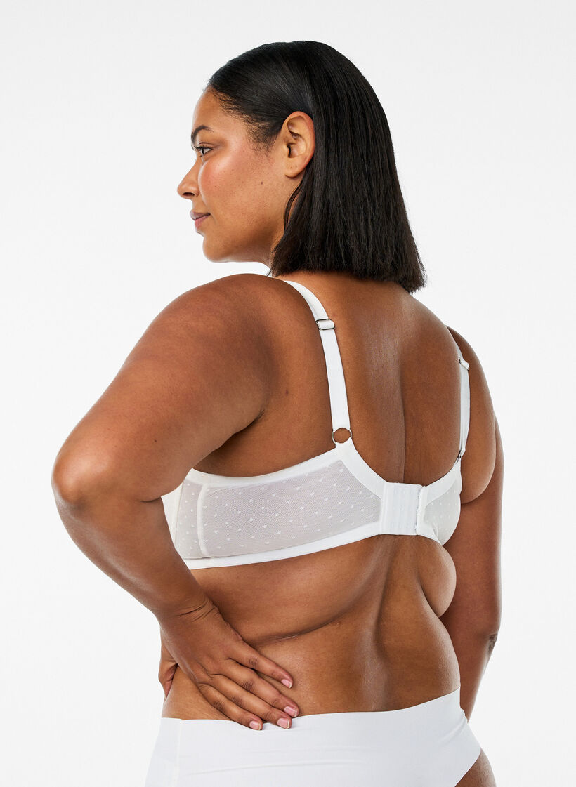 Vatteret blonde-bh med meshdetaljer, Hvid, Model image number 2