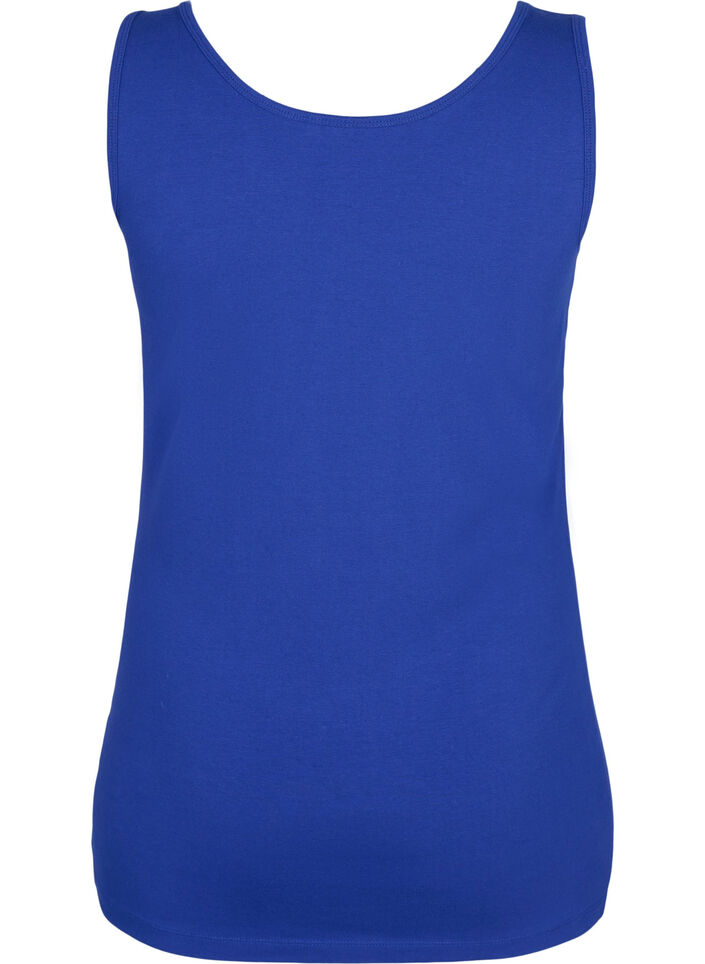 Ensfarvet basis top i bomuld, Bl&aring;, Packshot image number 1