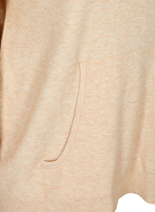 Meleret strik hættetrøje med lomme, Pumice Stone Mel., Packshot image number 3