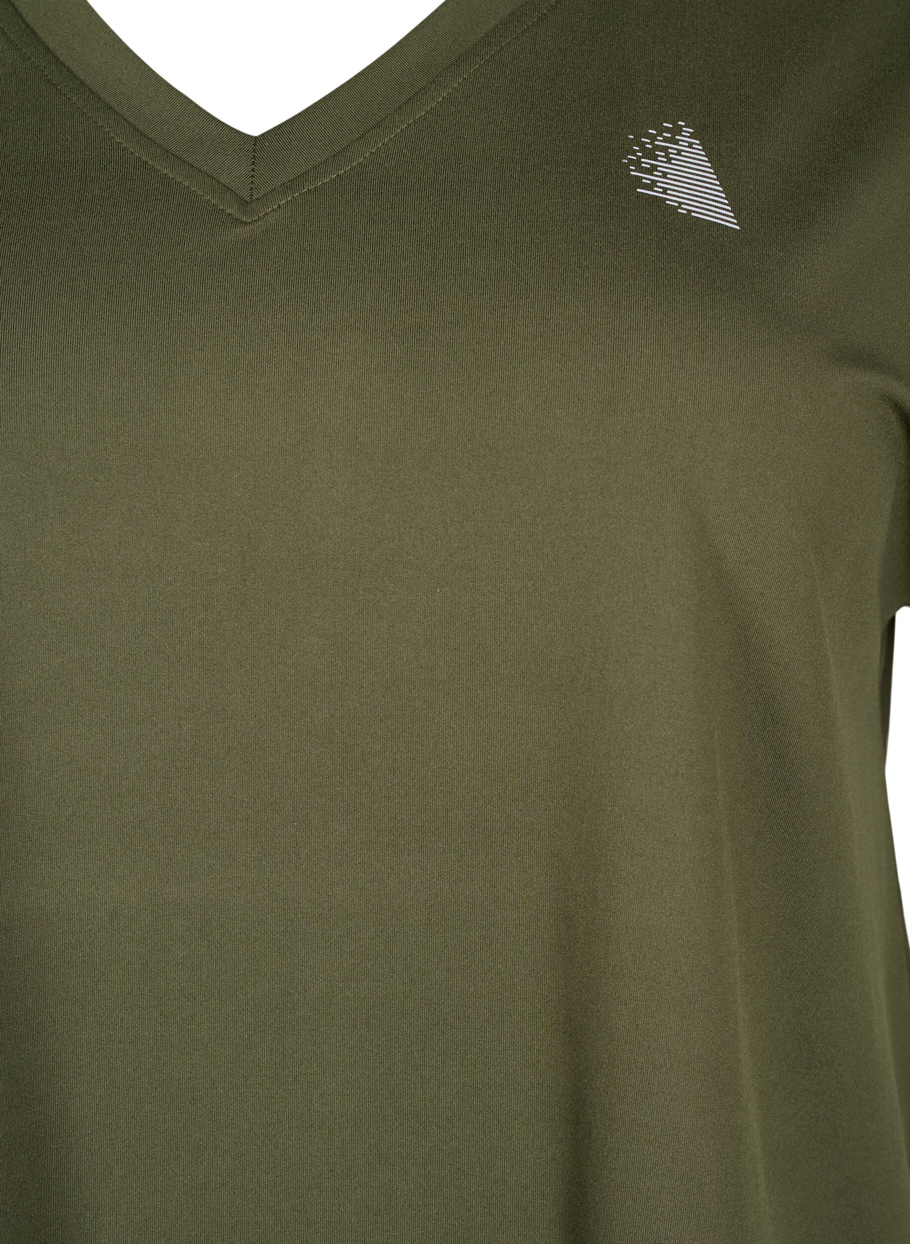 Zizzi Tr&aelig;nings t-shirt med v-hals, Forest Night, Packshot image number 2