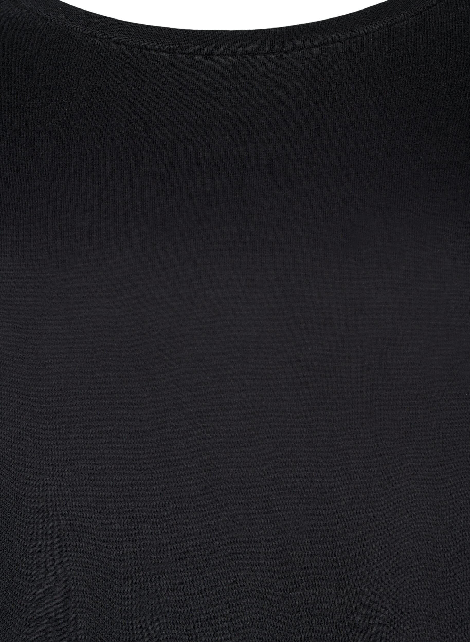 ZizziLang&aelig;rmet bluse i uld og viskose, Sort, Packshot image number 2