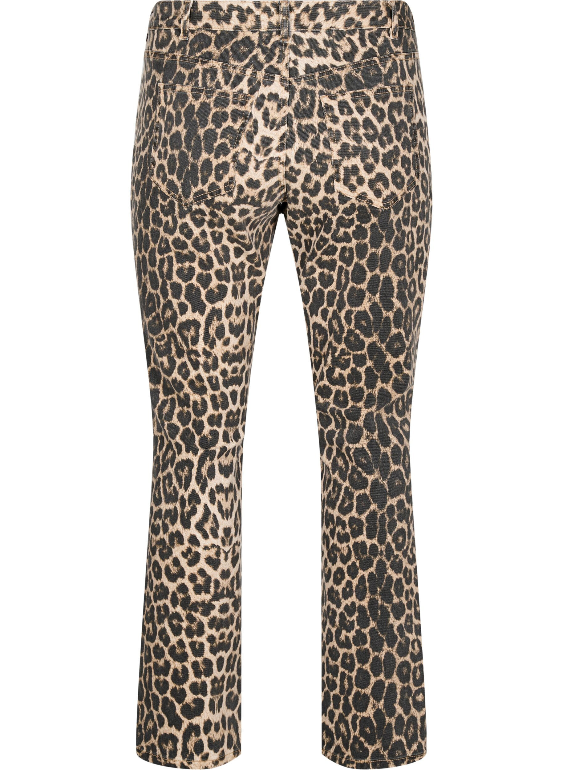 Zizzi Emily jeans med leopardprint, Brun, Packshot image number 1