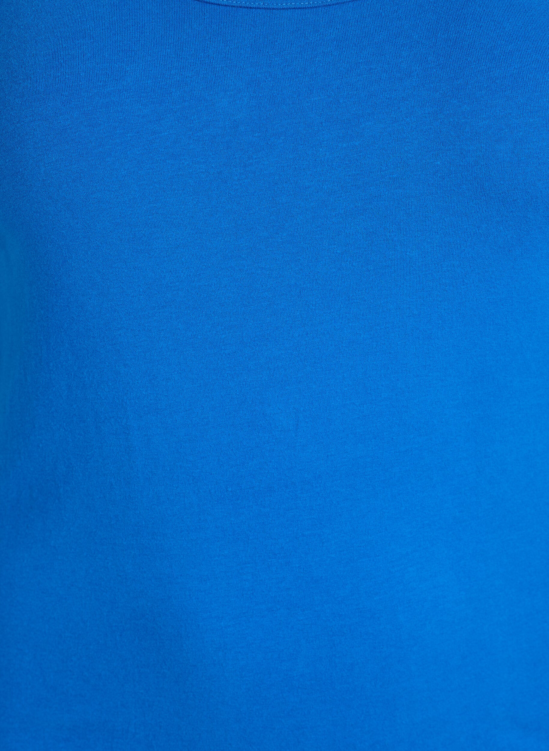 ZizziEnsfarvet basis top i bomuld, Bl&aring;, Packshot image number 2