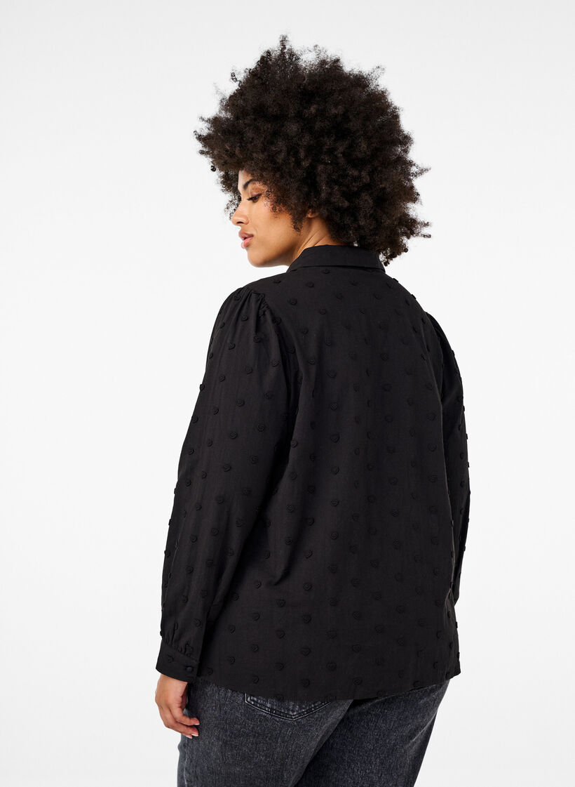 Skjorte med krave og påsyede hjerter, Sort, Model image number 2