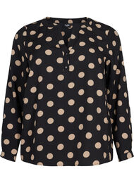 FLASH - Langærmet bluse med print, Black Brown Dot