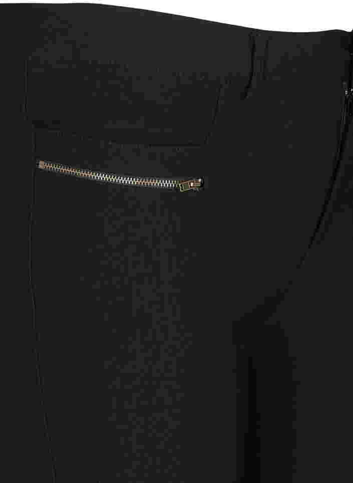 Tætsiddende 3/4 bukser med lynlåse, Black, Packshot image number 2