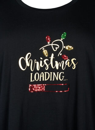 Jule t-shirt med pailletter, Black W. Loading, Packshot image number 2