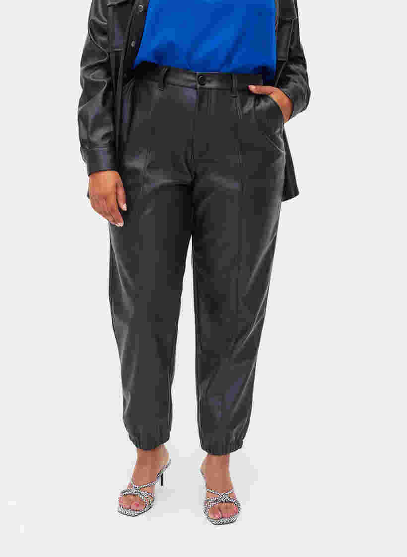 Bukser i imiteret læder, Black, Model image number 2