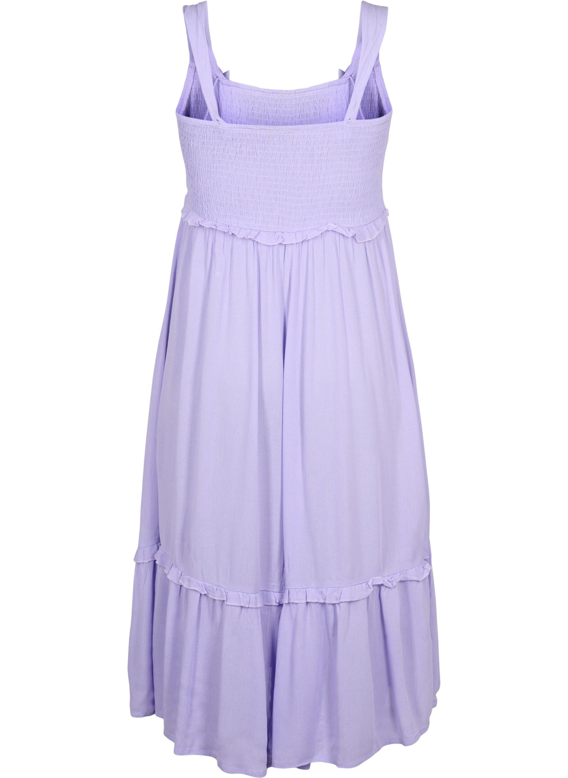Zizzi Viskose midikjole med smock, Lavender, Packshot image number 1