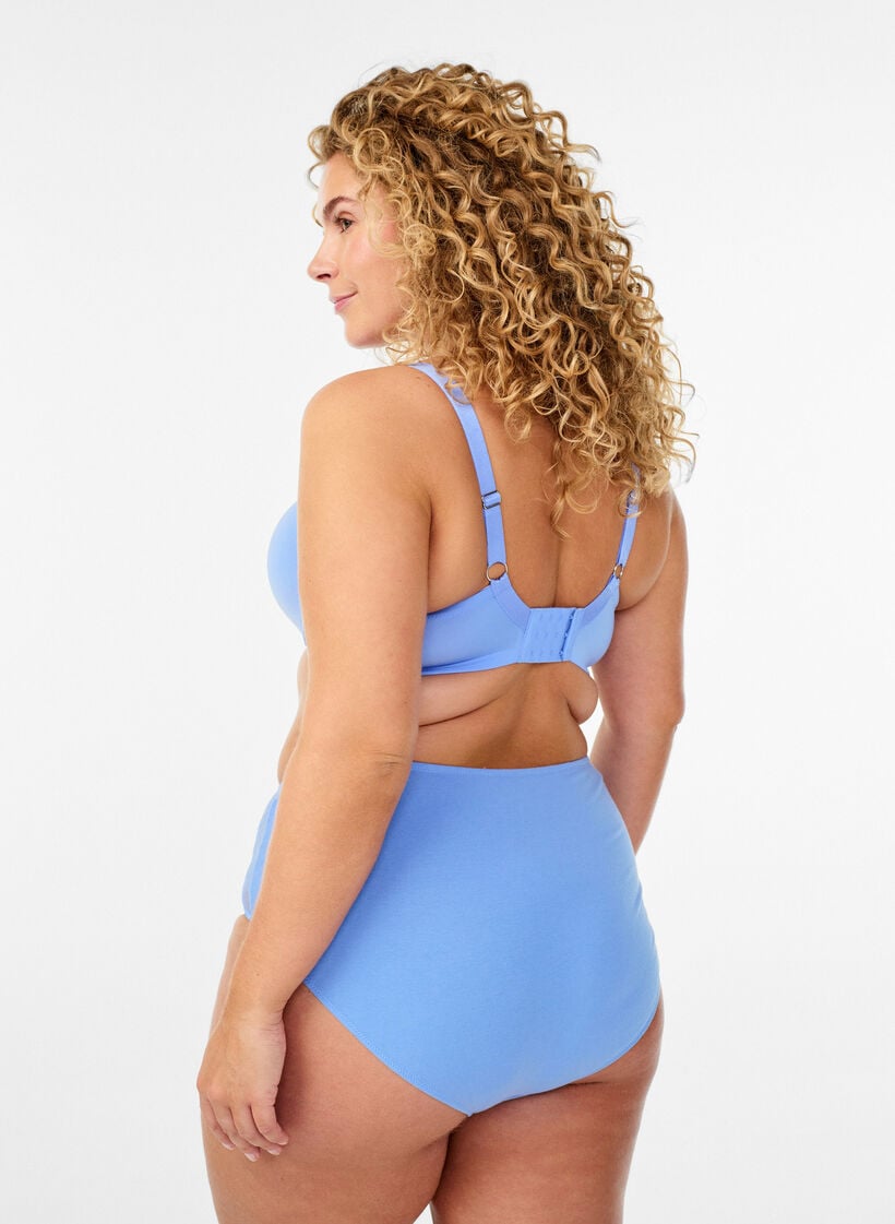 Brief-trusse i bomuld med blondepaneler, Bl&aring;, Model image number 1