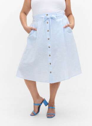 Stribet nederdel med lommer i bomuld, Blue Bell Stripe, Model image number 2