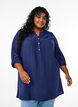 Tunika i bomuldsmusselin med broderi anglaise, Bl&aring;, Model image number 0