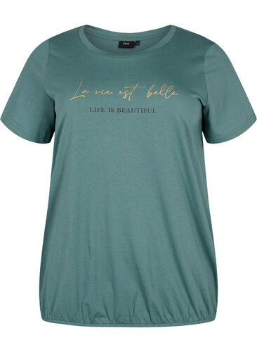 Kortærmet bomulds t-shirt med elastikkant, Sea Pine W. Life, Packshot image number 0