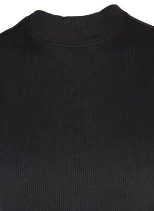 Ærmeløs bomulds top med høj hals i ribkvalitet, Black, Packshot image number 2