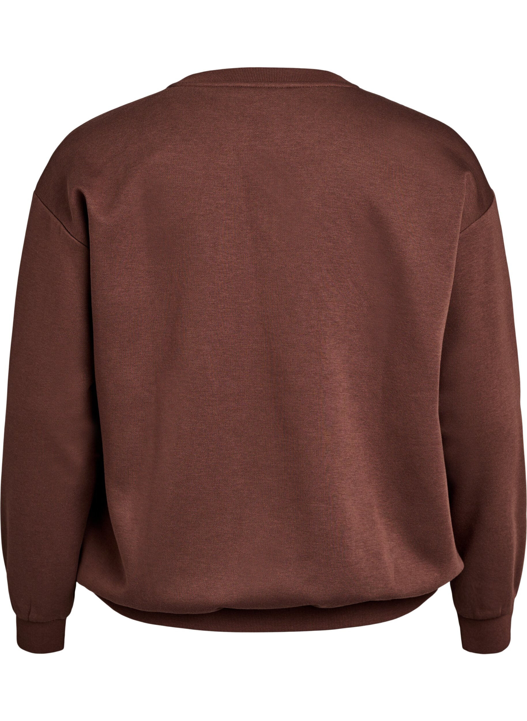 ZizziSweatshirt med broderet tekst, Brun, Packshot image number 1