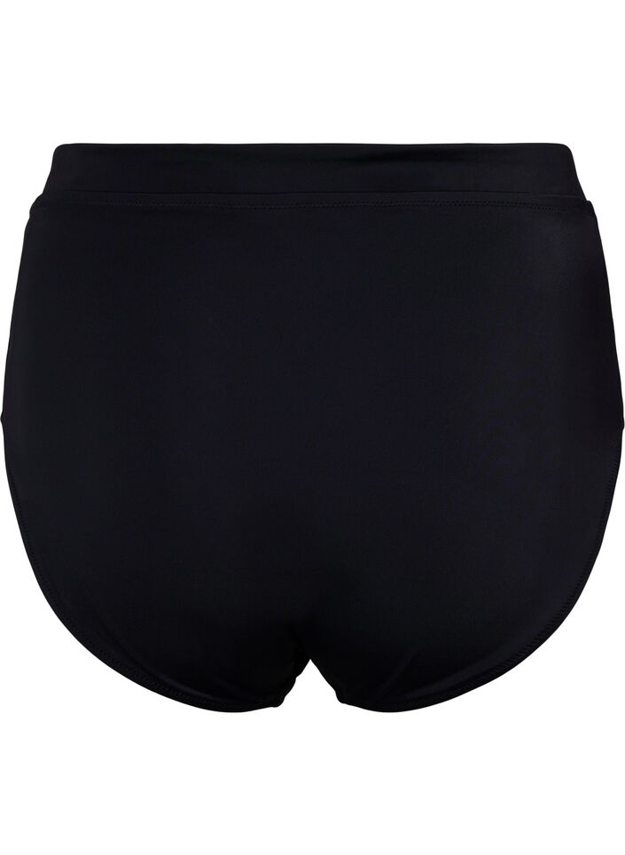 Ensfarvet bikini trusse med høj talje, Black, Packshot image number 1