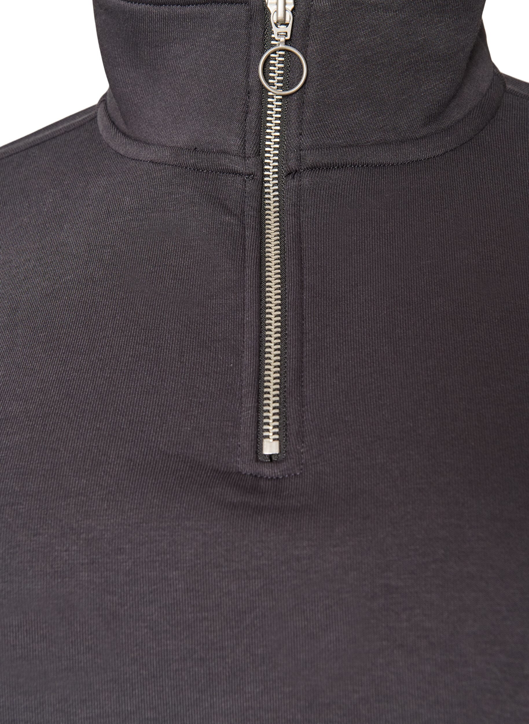 ZizziSweatshirt med teddy&aelig;rmer og h&oslash;j hals, Gr&aring;, Packshot image number 2