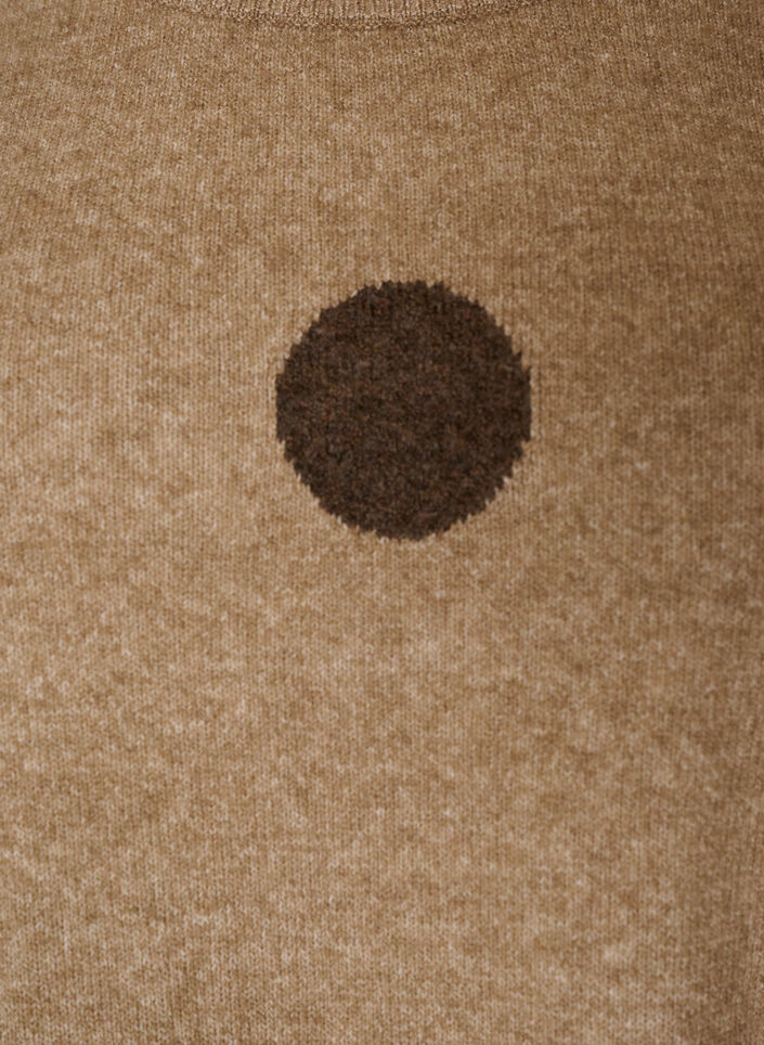 Strikbluse med prikket m&oslash;nster, Brun, Packshot image number 2