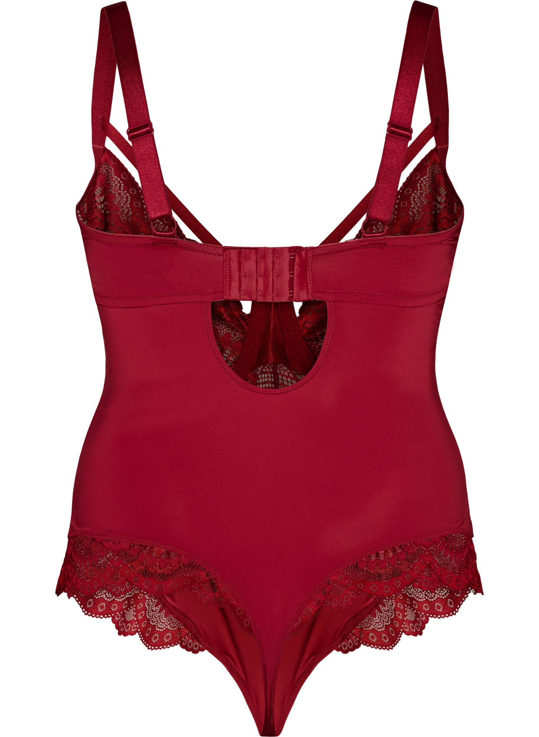 ZizziBlonde body med b&oslash;jle og stropdetalje, R&oslash;d, Packshot image number 1